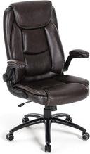 Ergonomic PU Leather Office Chair with Flip-Up Armrests