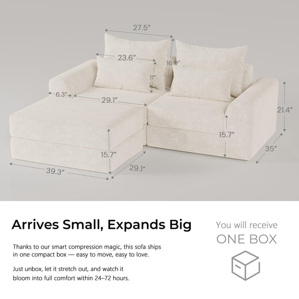 Modular Sectional Sofa with Ottoman & L-Shape Configuration