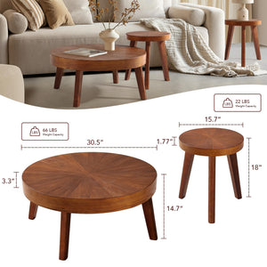 Round Coffee Table Set of 3 – Farmhouse Nesting Tables