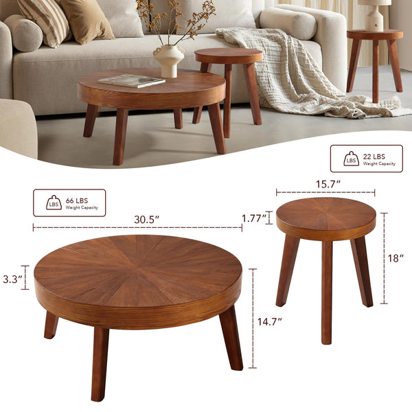 Round Coffee Table Set of 3 – Farmhouse Nesting Tables