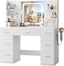 Makeup Vanity Desk with Smart LED Mirror, 7 Drawers & Power Station