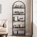 5-Tier Arched Metal Bookshelf, 71" Industrial Freestanding Display Rack