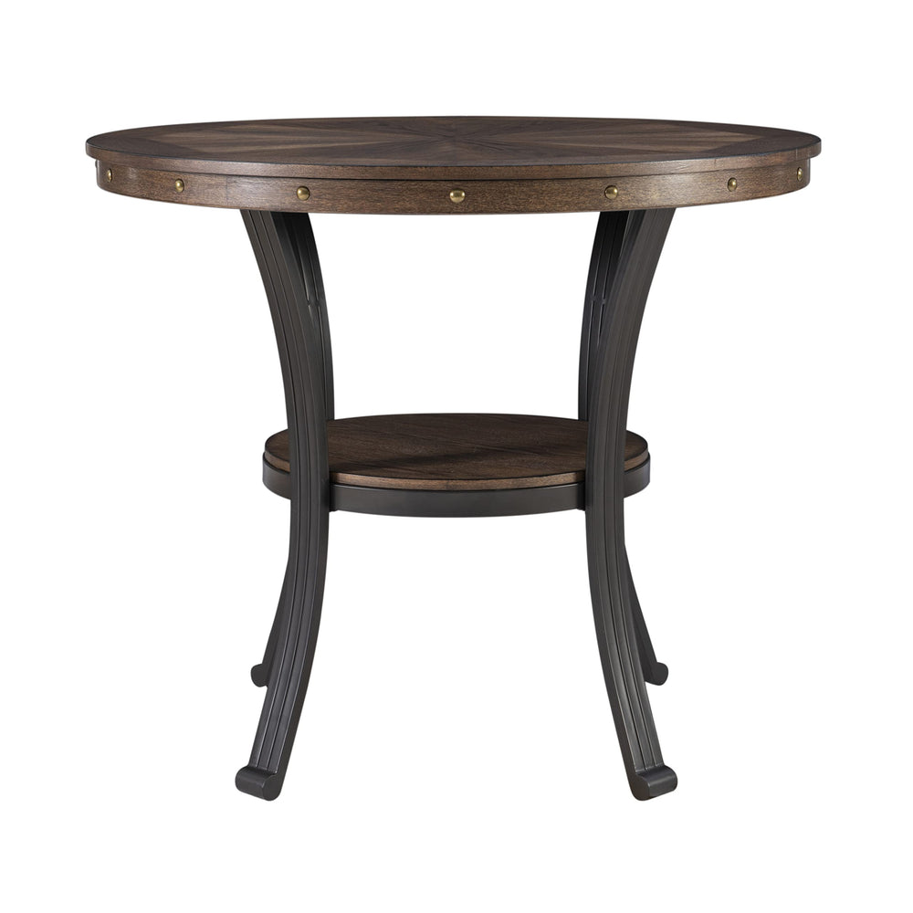 Round Side Table with Ash Veneer Top & Metal Frame