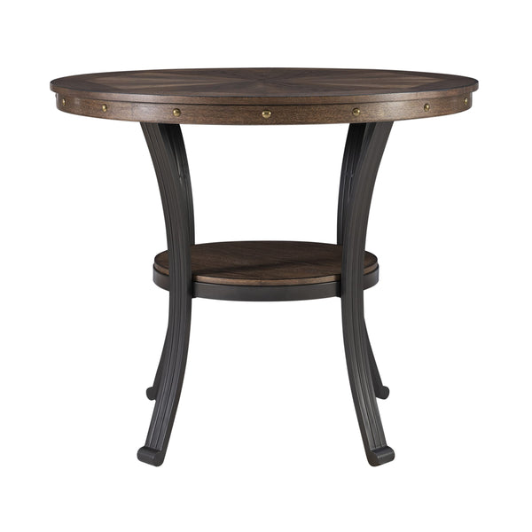 Round Side Table with Ash Veneer Top & Metal Frame