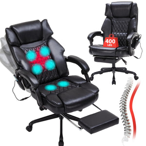Massage Office Chair with Footrest, Heat & Reclining – 400 lbs Capacity