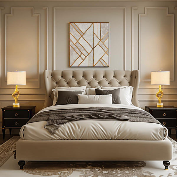 Gold Sculptural Table Lamp Set of 2 with USB Ports & Marble Base