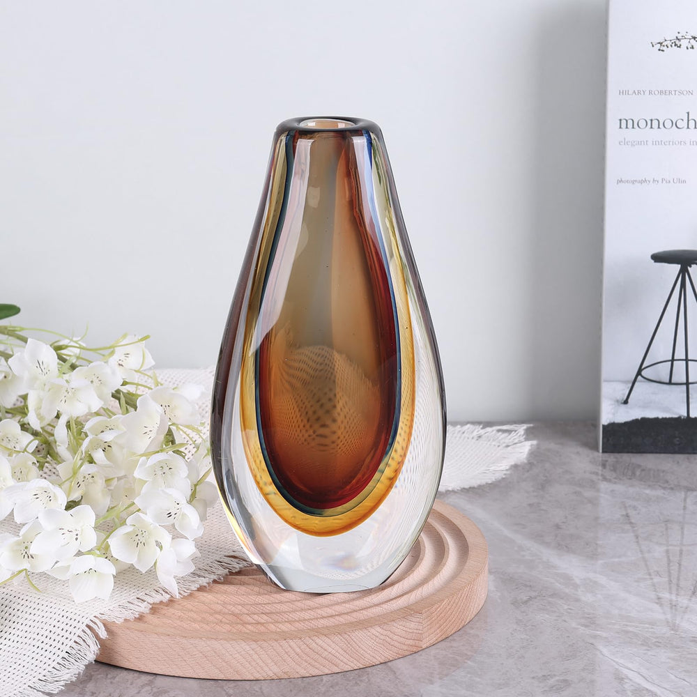 Hand Blown Glass Vase — Decorative Art Vase for Home Decor