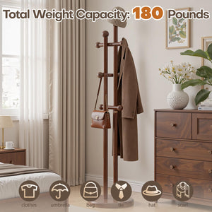 Freestanding Wooden Coat Rack Tree