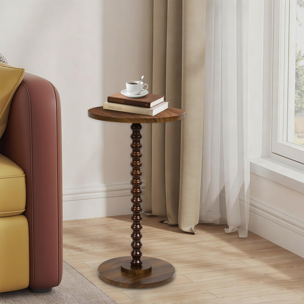 Round Side Table – Small End Table with Solid Wood Legs