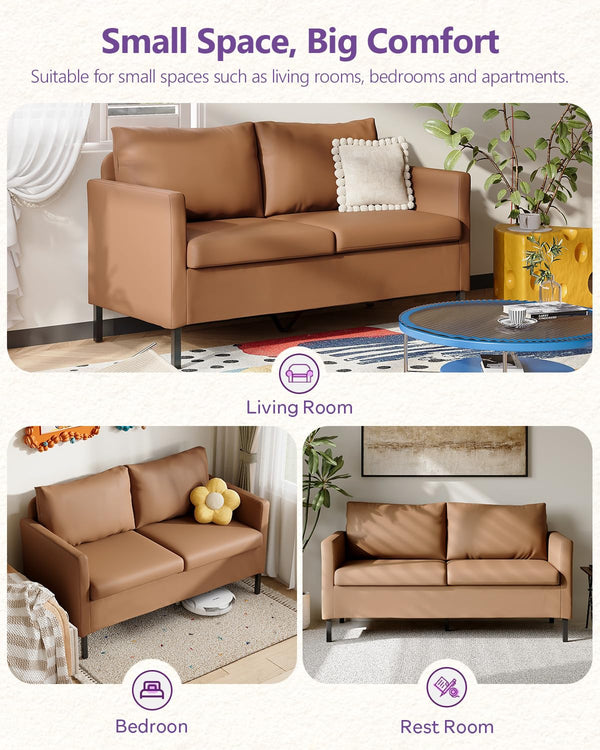 2-Seater Faux Leather Loveseat Sofa