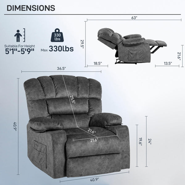 Zero Gravity Recliner Chair with Flannel Cushion