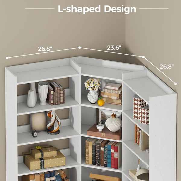 7-Tier Corner Bookshelf with Storage