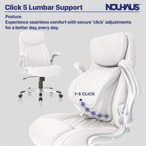 Ergonomic PU Leather Office Chair with Click-5 Lumbar Support