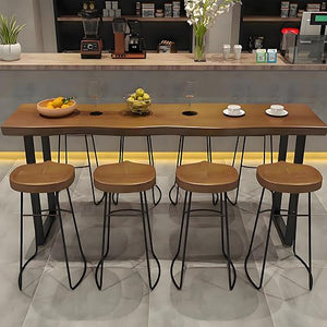 Solid Wood Bar Height Pub Table with Metal Frame