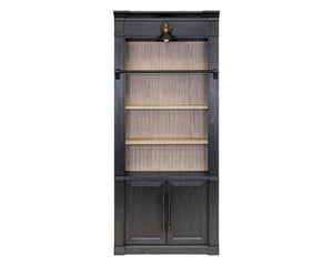 Contemporary 8' Tall Wood Bookcase with Sconce Lighting