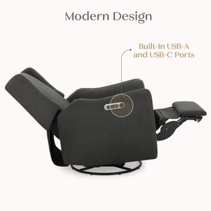 Power Recliner Swivel Glider with USB Charging – Stain-Resistant Fabric