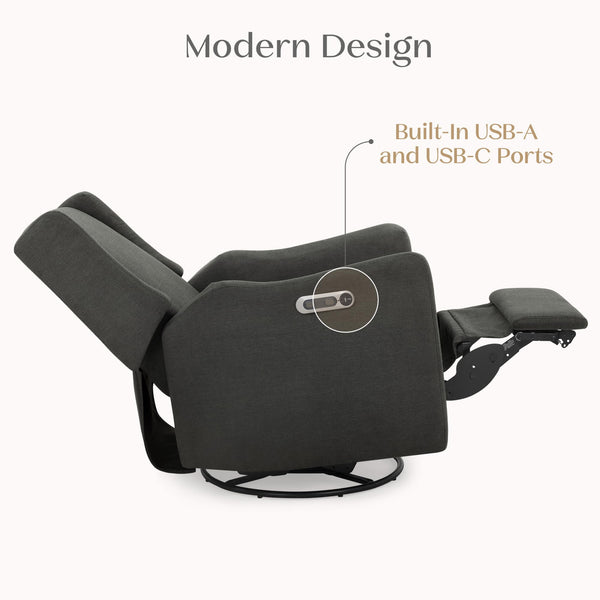 Power Recliner Swivel Glider with USB Charging – Stain-Resistant Fabric