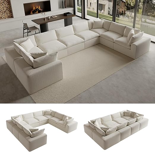Modular Sectional Sofa Bed with Deep Seats – Chenille Cloud Couch