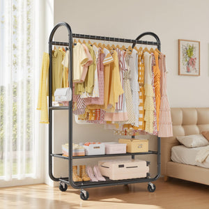 Heavy Duty Double Rod Rolling Garment Rack
