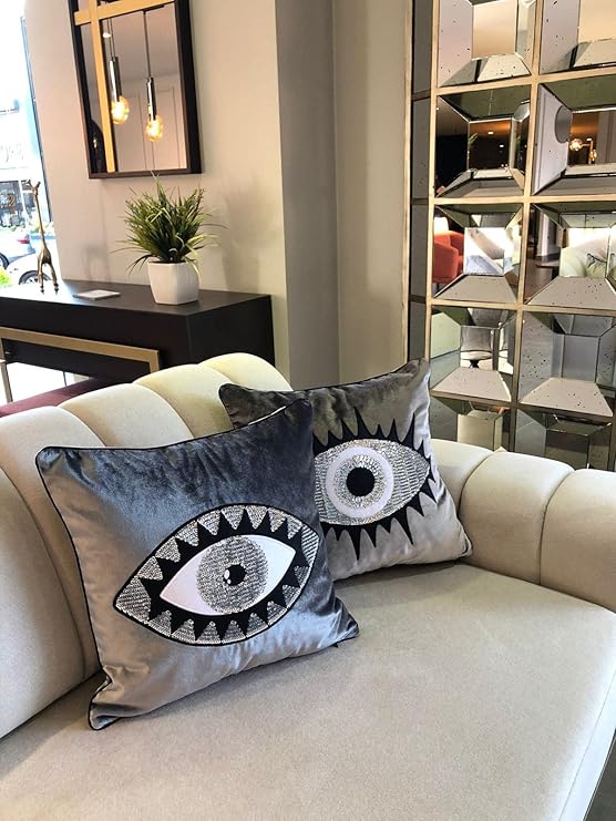 Evil Eye Velvet Throw Pillow Cover 18x18