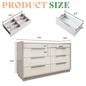 3-Piece Bedroom Dresser Set with LED Light & Nightstands with Charging Station