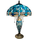 Tiffany Stained Glass Dragonfly Table Lamp with Nightlight