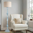 Vintage Resin Floor Lamp with Linen Shade
