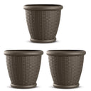 18-Inch Wicker Plastic Planter Pot – Set of 3