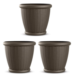 18-Inch Wicker Plastic Planter Pot – Set of 3