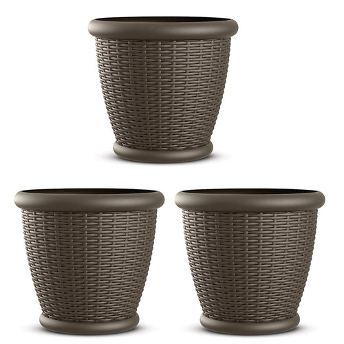 18-Inch Wicker Plastic Planter Pot – Set of 3