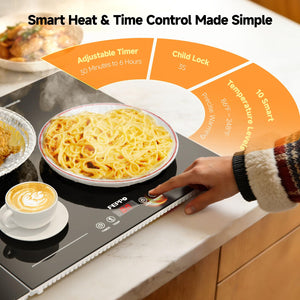 Extra-Long 47"x15" Modular Electric Food Warming Tray with Independent Temp & Timer Control
