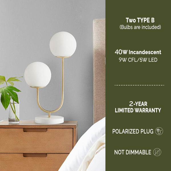 Dual Globe Frosted Glass Table Lamp