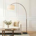 Arc Floor Lamp with Marble Base & Drum Shade