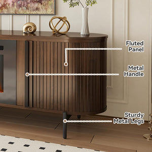 70" Fluted TV Stand with Electric Fireplace