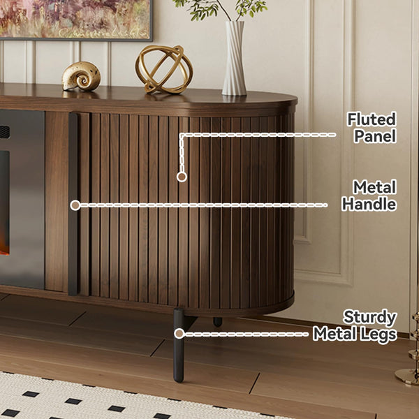 70" Fluted TV Stand with Electric Fireplace