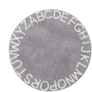 Round Cotton Alphabet Play Rug – 59 Inch, Grey