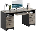 59" Computer Desk with Drawers, File Cabinet & Keyboard Tray