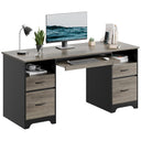 59-Inch Executive Office Desk with 4 Drawers, File Drawer, Keyboard Tray & Dual Pedestals