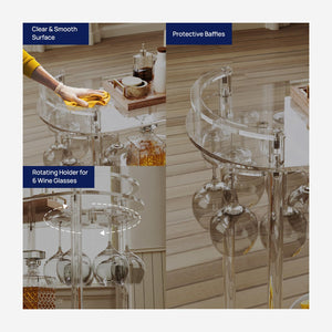 3-Tier Acrylic Rolling Bar Cart with Glass Holder