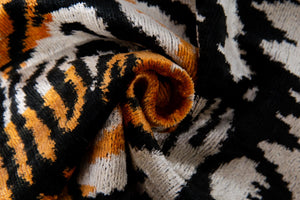Velvet Tiger Print Throw Pillow with Down Feather Insert