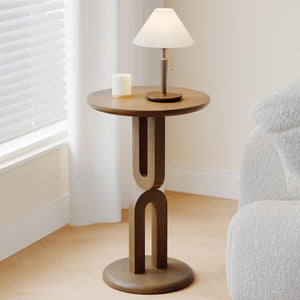Solid Wood End Table with U-Shaped Base