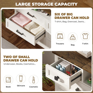 8-Drawer Dresser with LED Mirror & Storage