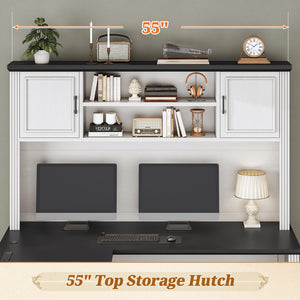 L-Shaped Desk with Hutch, Drawers & Power Outlet