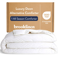 All Season Down Alternative Comforter – Cotton Sateen Baffle Box Duvet Insert