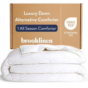 All Season Down Alternative Comforter – Cotton Sateen Baffle Box Duvet Insert