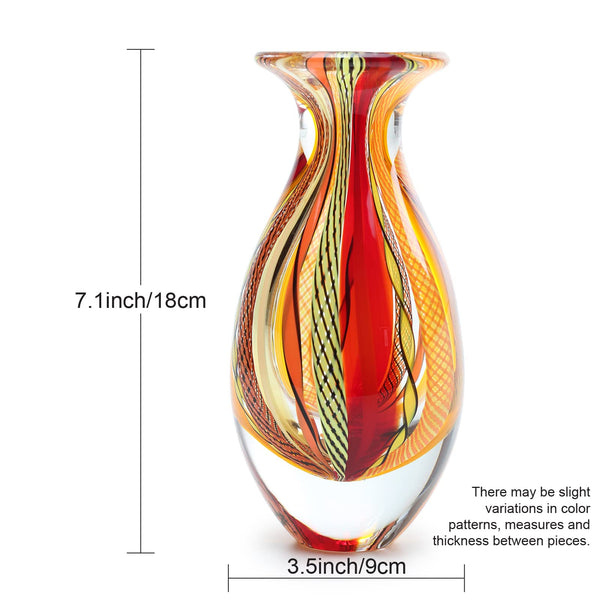 Hand Blown Glass Vases Set of 2 — Boho Murano Style Art Glass