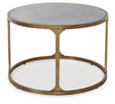 Oval Coffee Table – Tempered Glass Top, Faux Marble Finish, Antique Gold