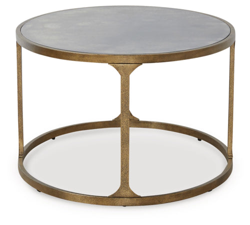 Oval Coffee Table – Tempered Glass Top, Faux Marble Finish, Antique Gold