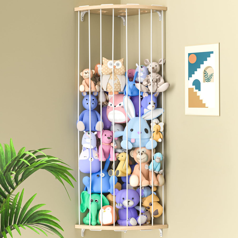 Corner Stuffed Animal Toy Organizer Shelf