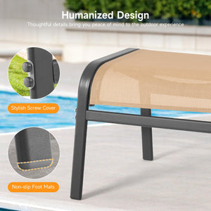 Outdoor Ottoman Set of 2 – Stackable Patio Foot Stool with Textilene & Metal Frame